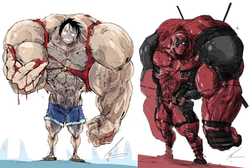 原创外国大神创作巨臂化动漫角色埼玉力大无穷路飞肌肉超四档