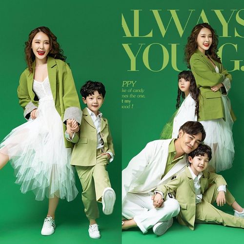 21新款影楼亲子装 儿童摄影服装 一家四口全家福艺术拍照写真衣服