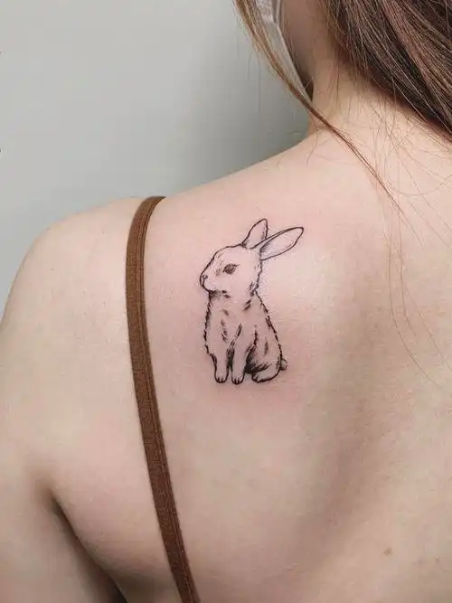 极简小兔子_纹身图案手稿图片_刘兴旺的纹身作品集