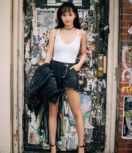 张嘉倪为搏眼球也是拼了牛仔短裤搭配吊带上衣大秀迷人身姿