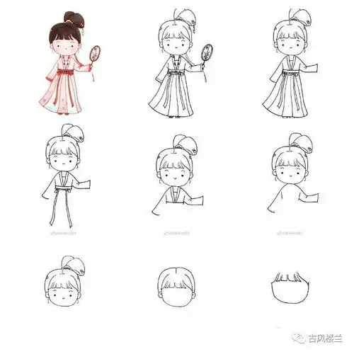 超可爱的汉服简笔画合集马住练习