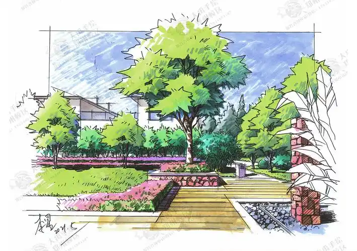 景观手绘效果图|空间|景观设计|画手会的老司机_原创作品-站酷zcool
