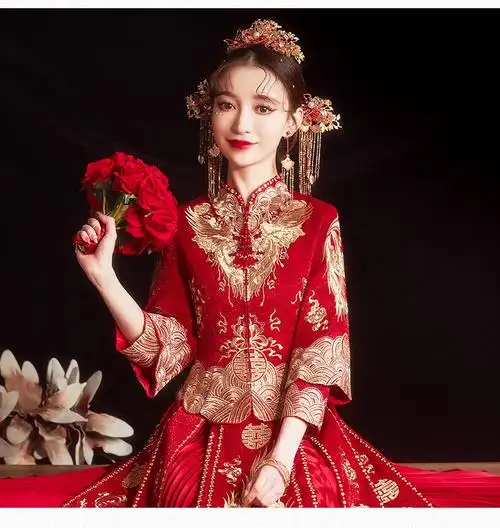 秀禾服明制汉服凤冠霞帔整套婚纱 古装婚服2022年新款夏季结婚礼服