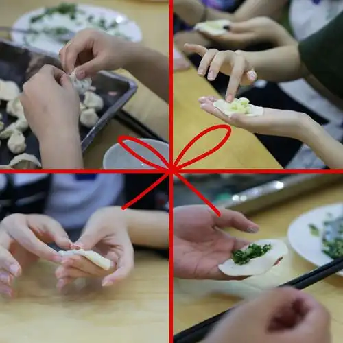 各色各样的包饺子的手法——有圆的,有扁子,还有花的.