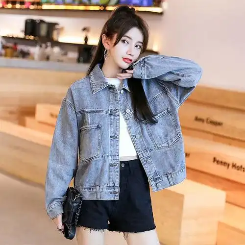 网红牛仔外套女早春新款2021洋气韩版显瘦宽松牛仔服短外套上衣潮