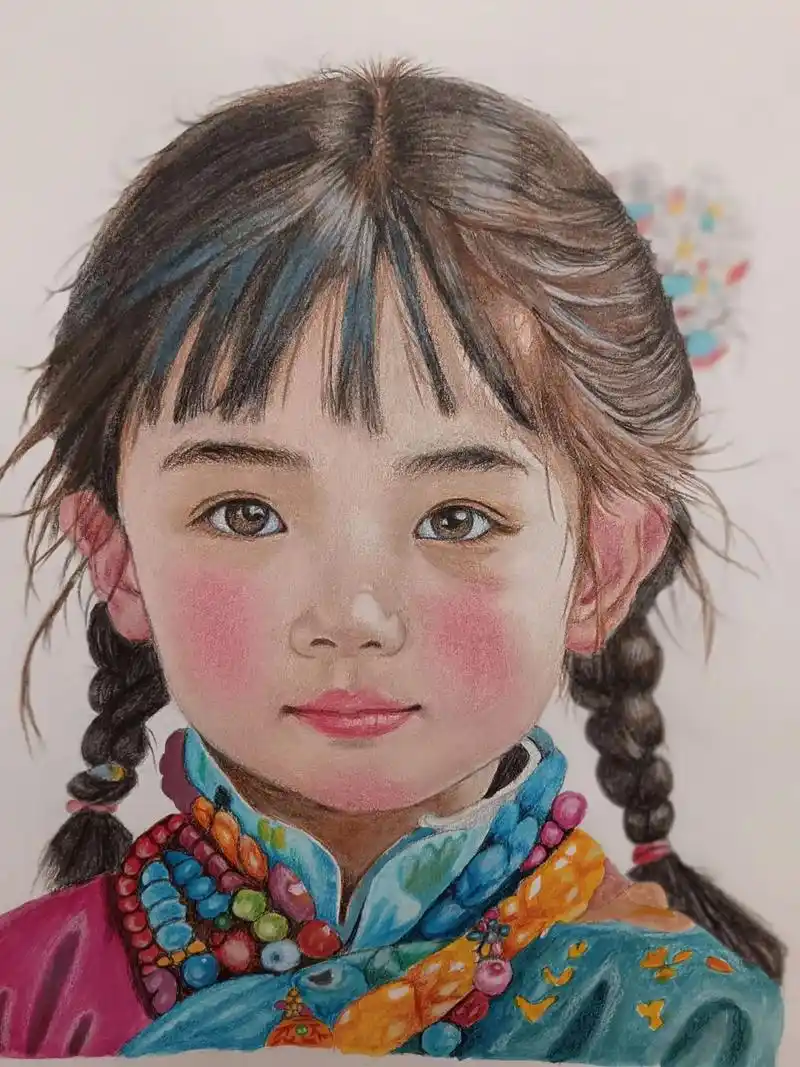 彩铅 手绘写实画人物肖像