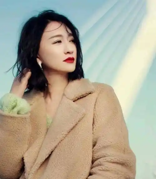 原创李小冉也太美了吧穿羊羔绒大衣优雅高级40岁女人可以照着穿