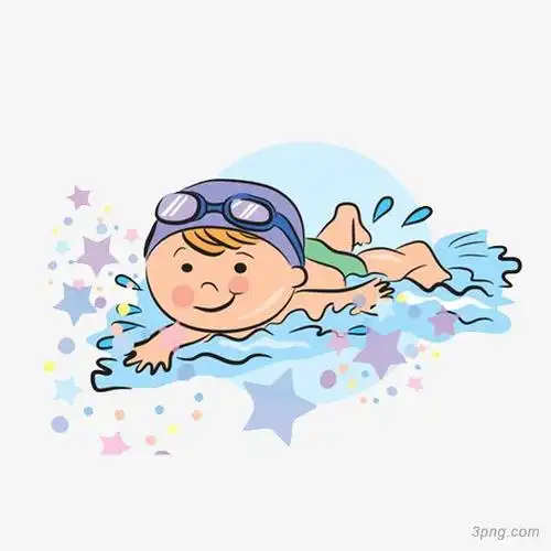 手绘男孩游泳png素材透明免抠图片-装饰效果-三元素3png.com
