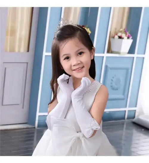 手套幼儿园演出白色长手套女童公主裙礼服舞蹈礼仪小孩手长白手套49岁