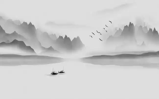 古风山水画壁画