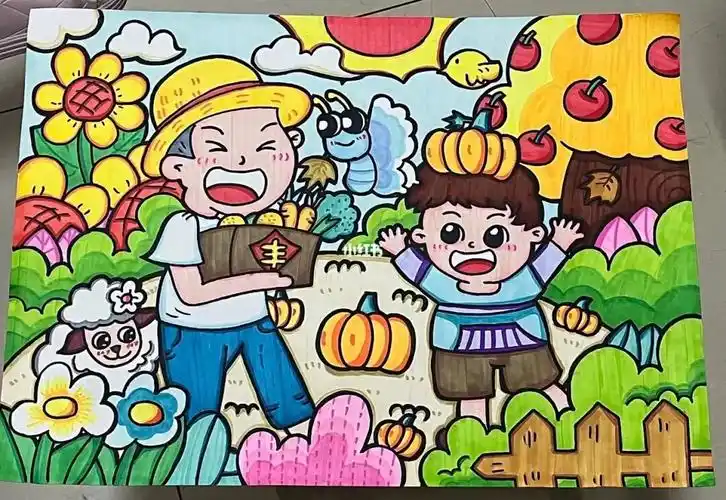 主题画  #创意儿童画  #秋季大丰收