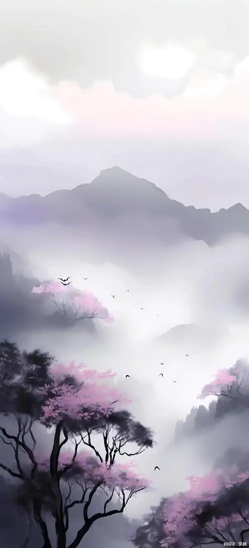 国风山水壁纸浮云一别后流水十年间