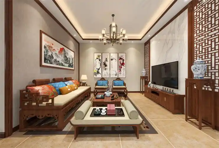 鳌头自建房-新中式风格-客厅