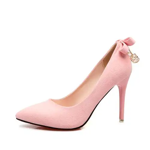 2017春夏新款高跟鞋细跟尖头百搭单鞋时尚绒面