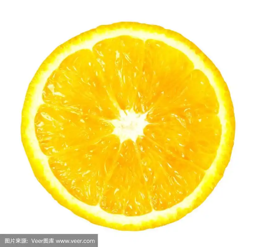 橙色的单横截面.孤立在白色背景上.