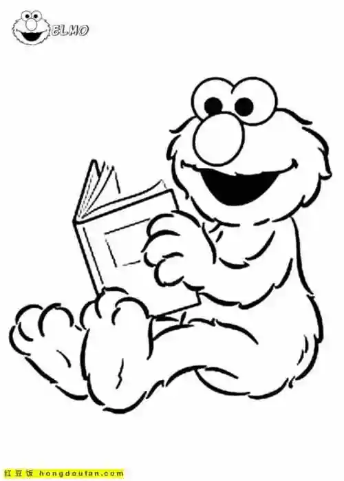 小朋友最喜欢的黑白《芝麻街》卡通涂色图片-红豆饭小学生简笔画大全