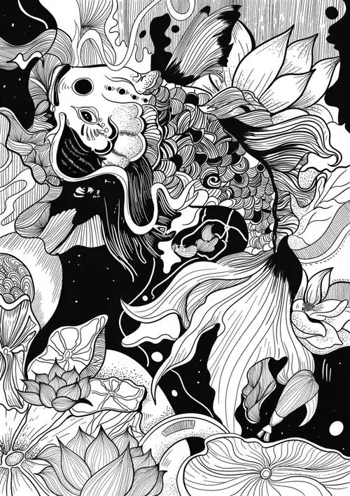 黑白装饰画线稿画练习