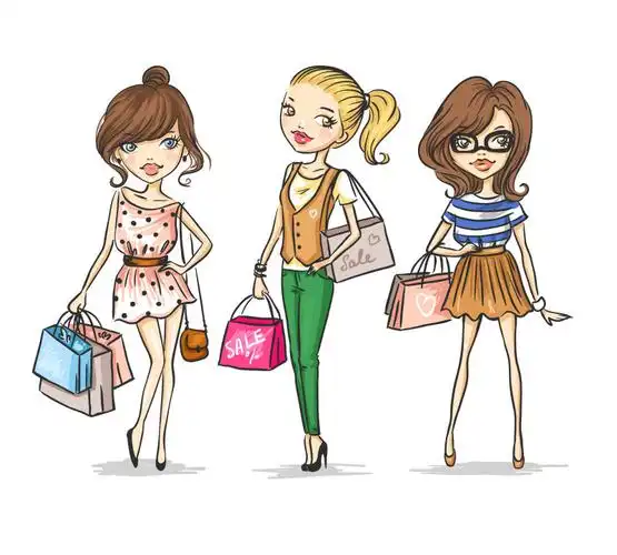 抽象矢量时尚美女卡通插图