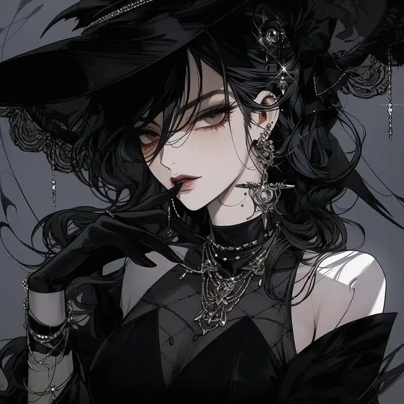 ai头像|暗黑系哥特女孩漫画头像