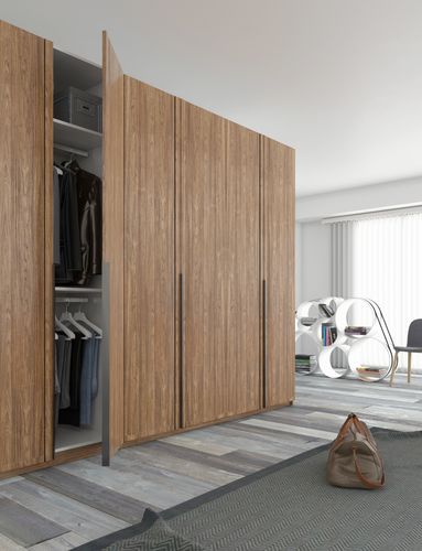 定制木质现代简约开门大衣衣橱板式卧室木纹环保衣柜