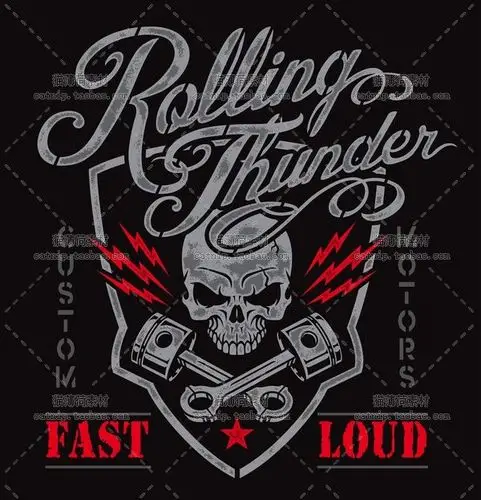 e263|矢量eps翅膀骷髅朋克黑暗重型机车贴纸图案logo装饰设计素材