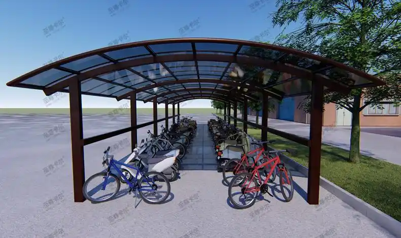 自行停车棚效果图新出炉,自行车棚厂家专业分析