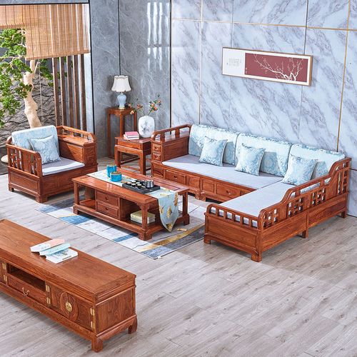 粤福居刺猬紫檀红木沙发箱体贵妃沙发转角沙发全实木中式客厅沙发