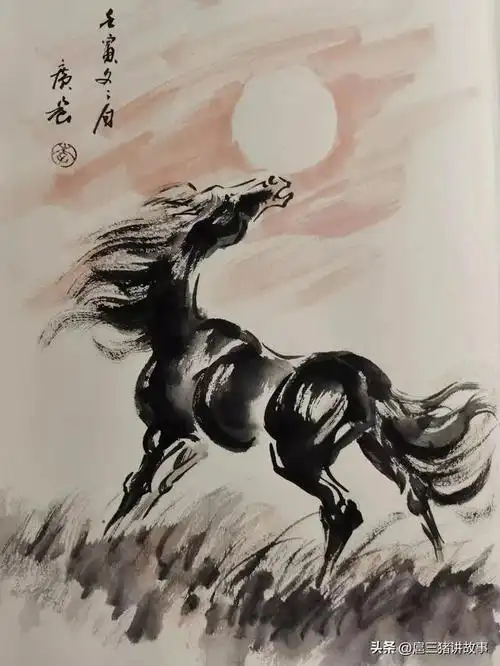 画作欣赏:骏马图,风驰电掣,画韵天成