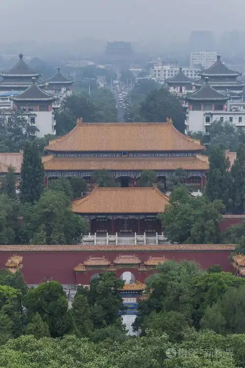 中国紫禁城白天鸟瞰图