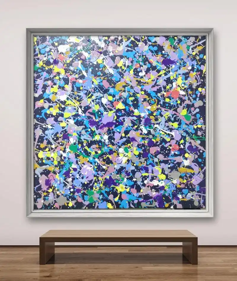 实木内框,丙烯肌理画综合材料,仅