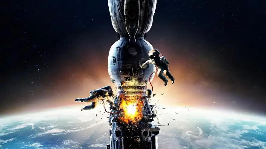 壁纸 地球,两名宇航员,爆炸,空间站 7680x4320 uhd 8k 高清壁纸, 图片