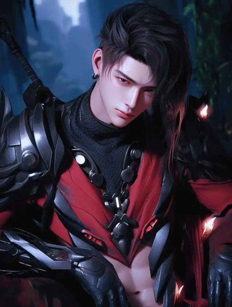 古风赛博帅气男生头像,红色系刺客 喵喵很帅,劫镖也很疼.