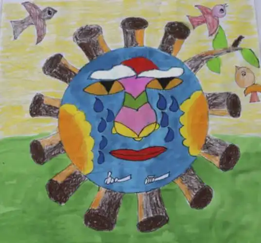 地球妈妈在哭泣,世界地球日儿童画图片--简笔画大全