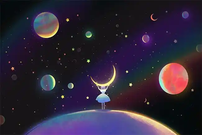 唯美梦幻宇宙星空卡通背景素材