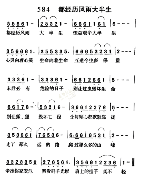 下载0584都经历风雨大半生歌谱