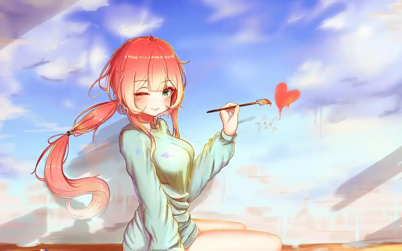 治愈系软萌动漫美女手绘插画桌面壁纸