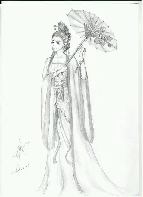 全身古风简笔画古装女子背影铅笔女生背影简笔画古风女子背影素描简笔