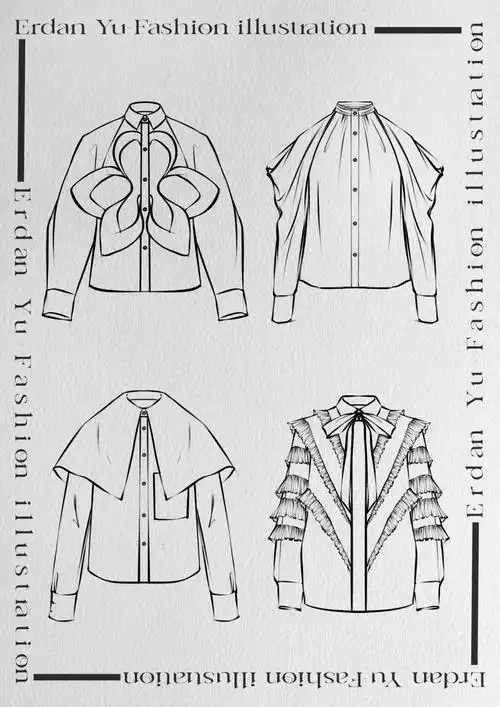 服装手绘衬衫款式图合集上新稿啦