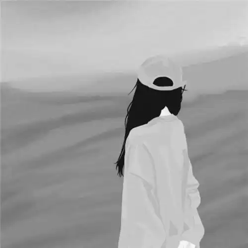 女生头像背影黑白手绘高清图片