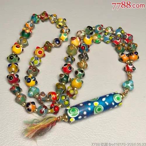 回流老琉璃多宝蜻蜓眼佛珠项链尺寸约:蜻蜓眼10毫米