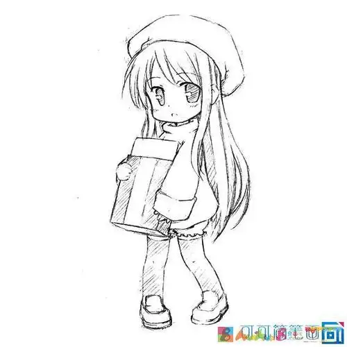 卡通q版超萌的动漫女孩简笔画 画法 图片,q版 人物简笔画可爱女生的在