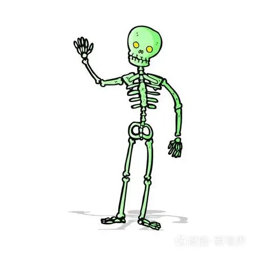 卡通挥舞着骨架