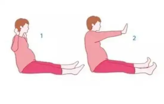 2.盘腿坐着伸展盘腿坐好,双手向前伸直交叉.