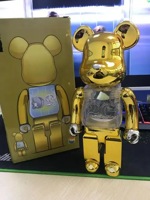 bearbrick发光黑色2g暴力熊积木熊网红手办公仔彩盒电池款400%