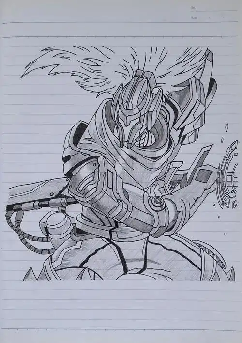 作业纸手绘:源计划亚索|纯艺术|绘画|_环己醇_ - 临摹作品 - 站酷