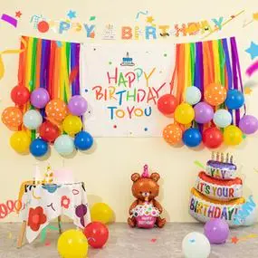 i网红ns生日气球男女孩宝宝儿童装饰场景布置2周岁派对道具背景墙