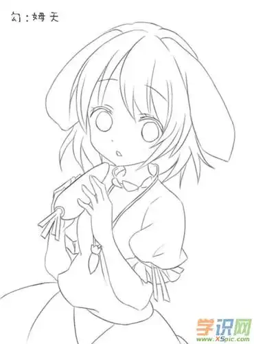 可爱漫画女孩铅笔画教程图