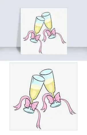 结婚新人交杯酒插画