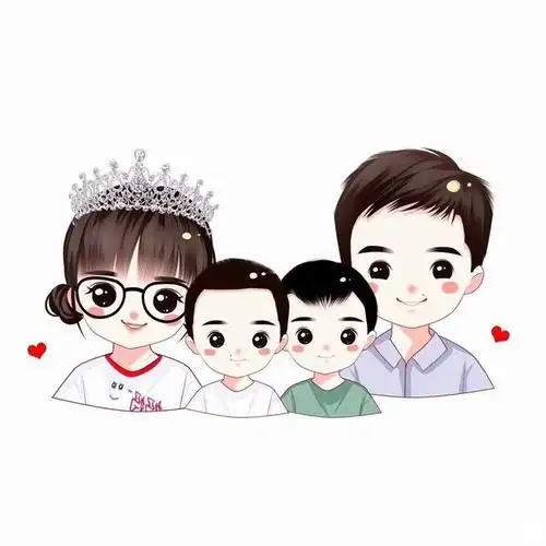 与其感慨,不如向前行,全家福手绘头像给你力量