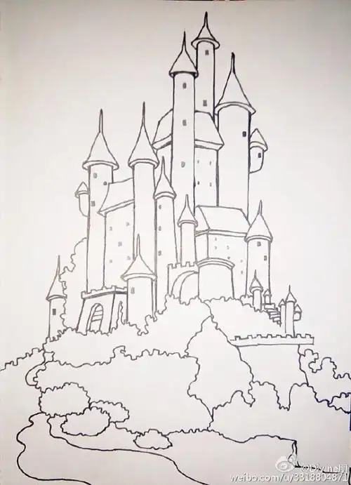 漂亮的城堡简笔画教程图片 城堡简笔画怎么画 城堡的画法 水彩城堡